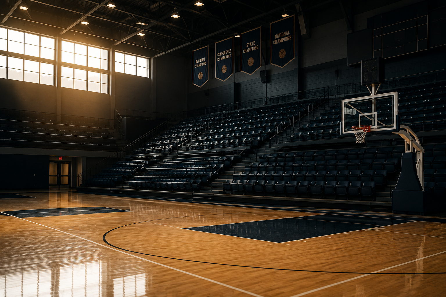 A coach evaluating student-athletes at a U.S. school gym